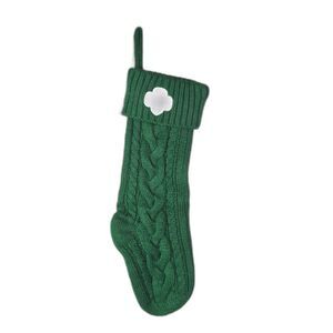 Girl Scouts Knit Christmas Stocking Green 18" Cable Knit Trefoil Holiday